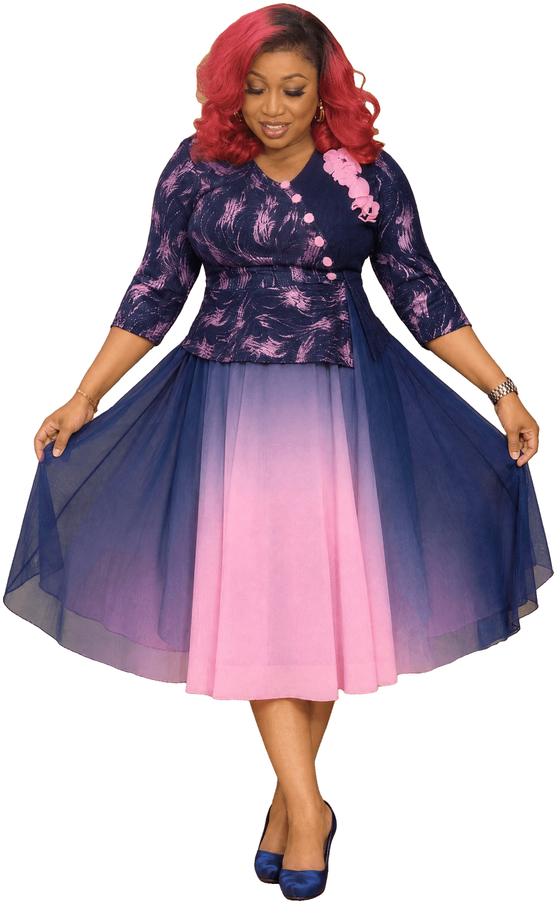 The navy-to-pink ombre set